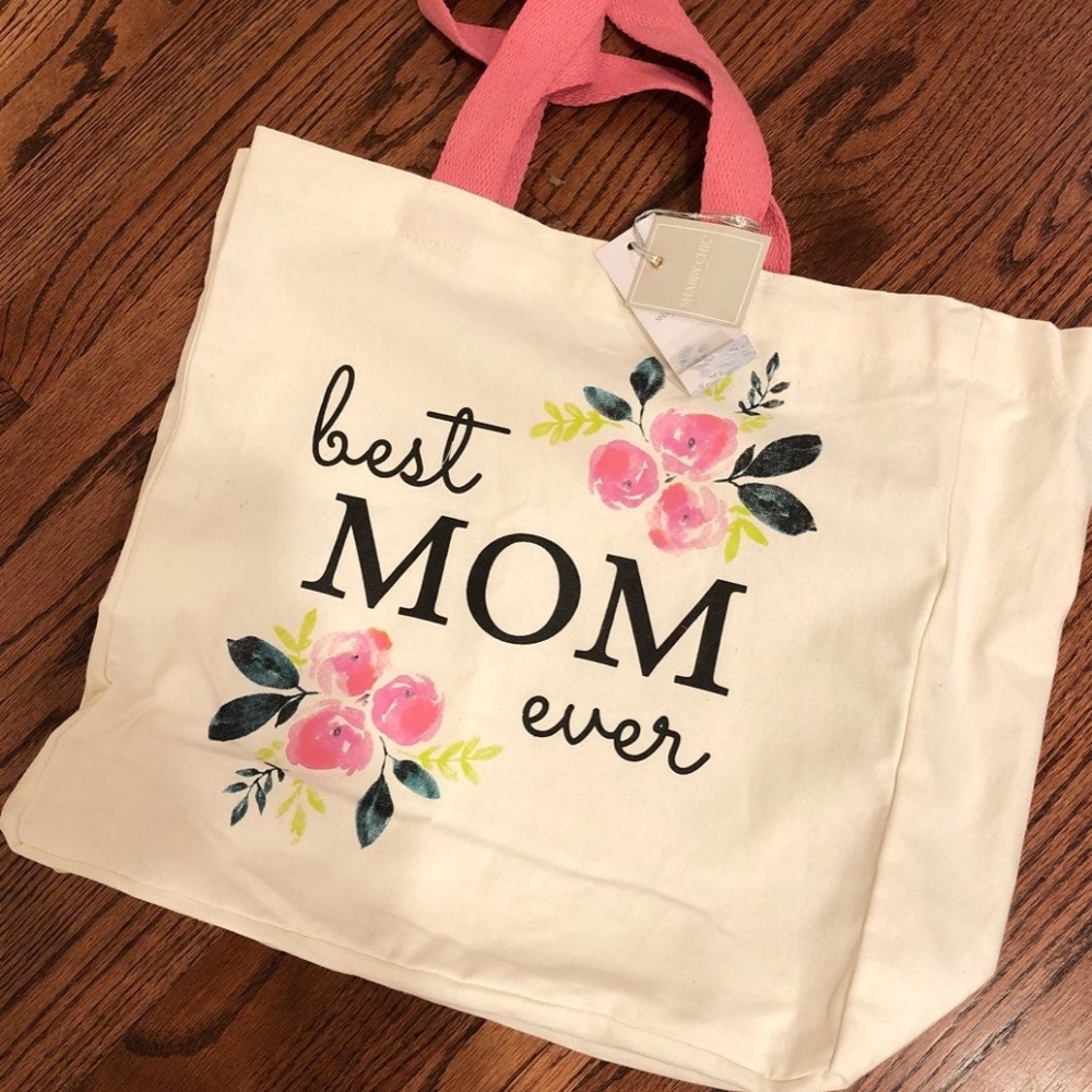 Large "Best Mom Ever" Canvas Tote Bag - NWT